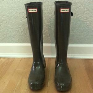 Hunter Boots Tall Olive Green Glossy